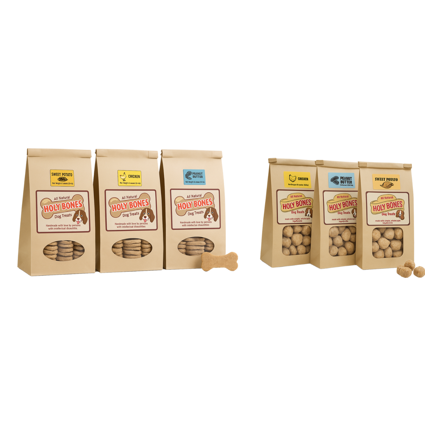 6 Bags of Bones and Bits - mixed flavors